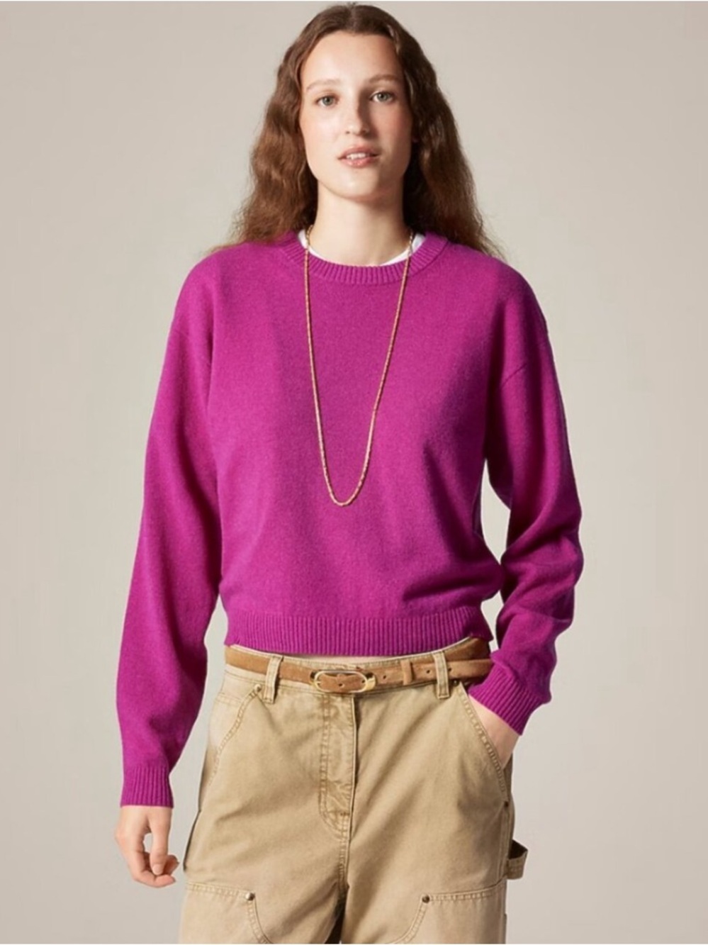 J crew purple Perfect cashmere crewneck sweater